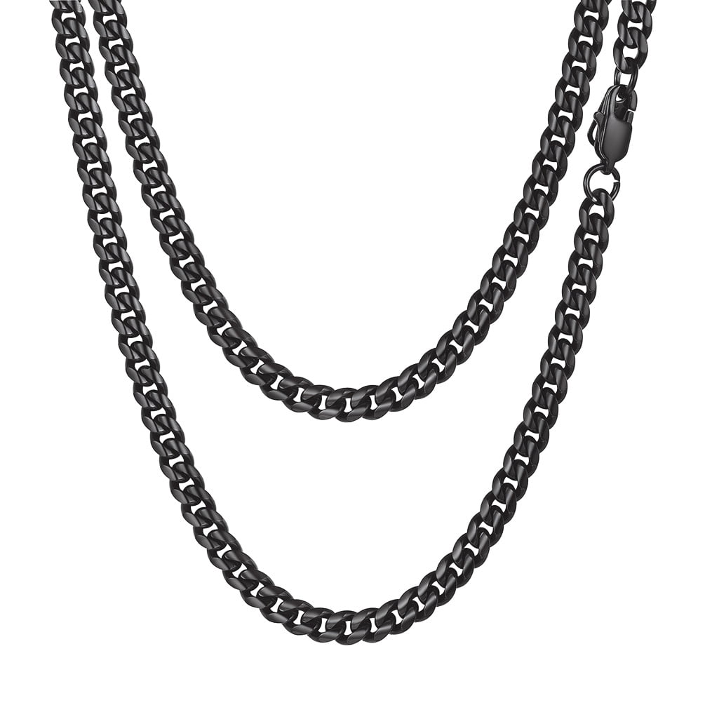 PROSTEEL Cuban Chain for Men Black Plated 6mm Miami Cuban Necklace 26 Inch Hip Hop Mens Gift for Birthday