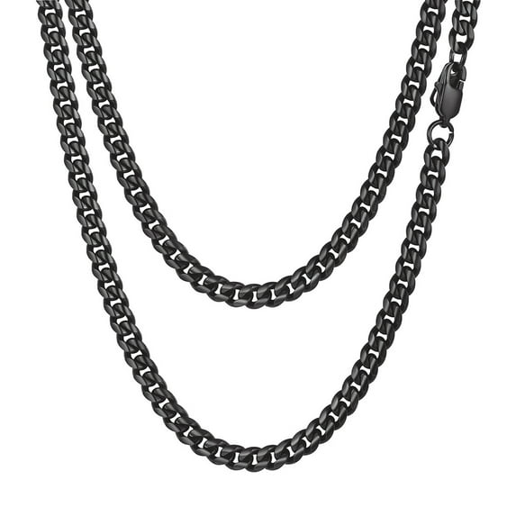 PROSTEEL Cuban Chain for Men Black Plated 6mm Miami Cuban Necklace 28 Inch Hip Hop Mens Gift for Birthday