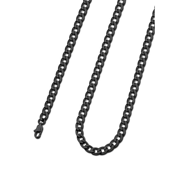 PROSTEEL Cuban Curb Chain Necklace Gift Punk 6mm Miami Necklace For Men Women Black Necklaces Stainless Steel Jewelry, 14" Long
