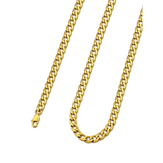 PROSTEEL Cuban Curb Chain Necklace Gift Punk 6mm Miami Necklace For Men Women Gold Plated Necklaces Stainless Steel Jewelry, 24" Long