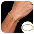thumbnail image 1 of PROSTEEL Men Chain Bracelet Gold Plated Cuban Curb Bracelet 6MM 7.5 inch Wrist Bracelet Mens Birthday Father Day Graduation Jewelry Gifts for Him Dad Adults Age, 1 of 9