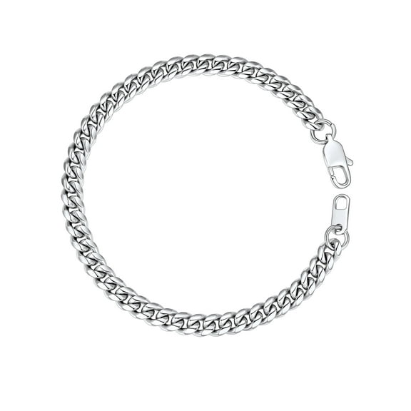 PROSTEEL Men Chain Bracelet Cuban Stainless Steel Curb Bracelet 6MM 7.5 inch Wrist Bracelet Mens Silver Jewelry