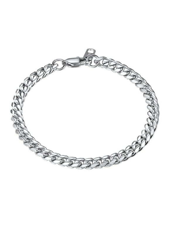 PROSTEEL Cuban Link 6MM Wide Stainless Steel Chain Bracelets Punk Mens Women Jewelry Gift, 19" Length