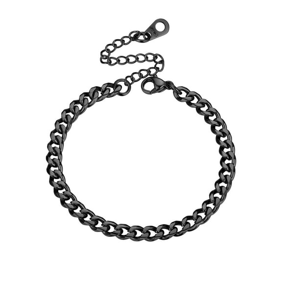 PROSTEEL Cuban Chain Bracelet for Women Men 4.8MM Black Wrist Bracelet 6.3 inch Trendy Jewelry