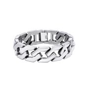 PROSTEEL Cuban Link Chain 16MM Bracelet for Men Stainless Steel Hip Pop Silver Chain Bracelets for Son, 8.2 Inches