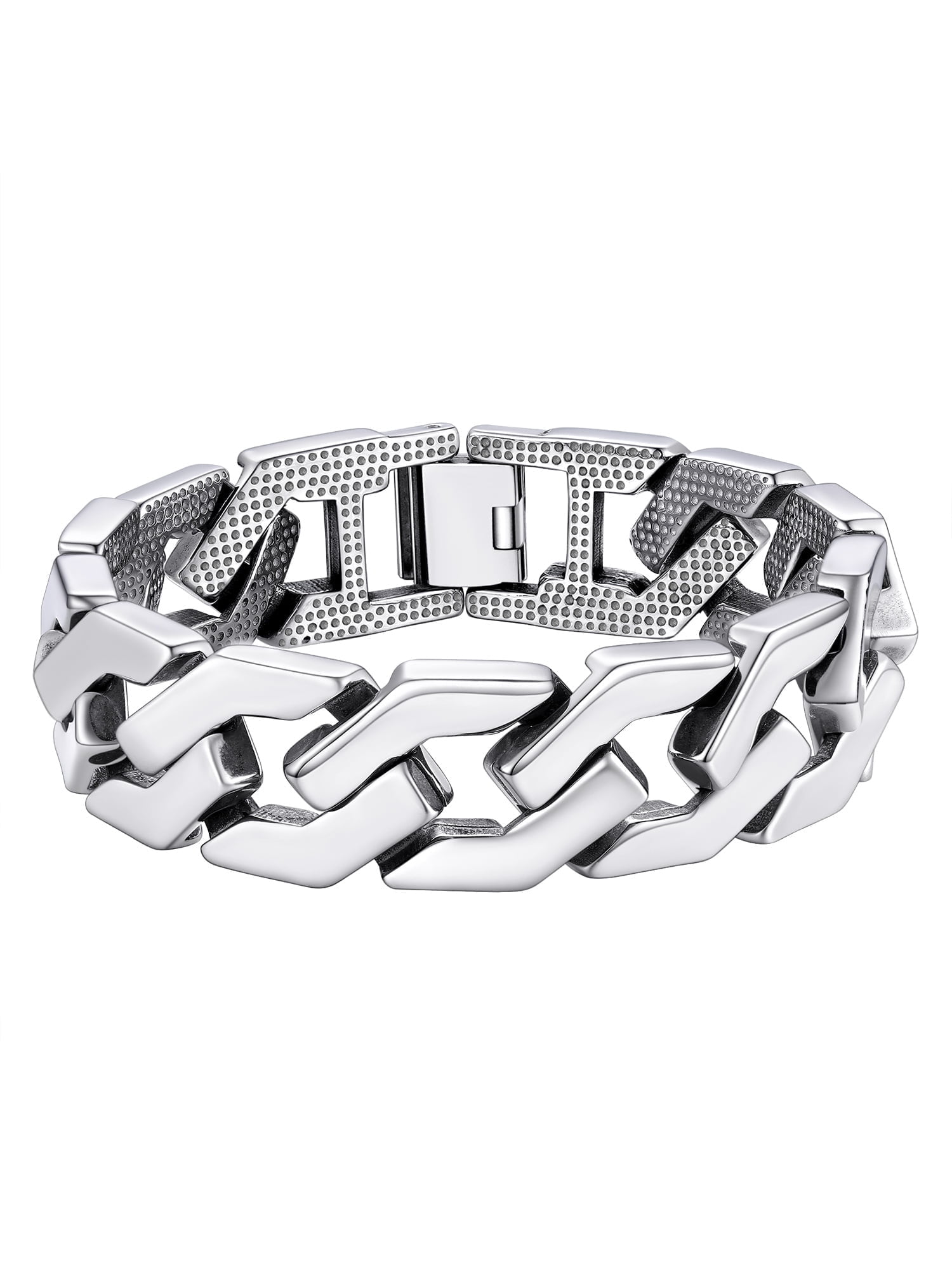 PROSTEEL Cuban Link Chain 16MM Bracelet for Men Stainless Steel Hip Pop Silver Chain Bracelets for Son, 9 Inches