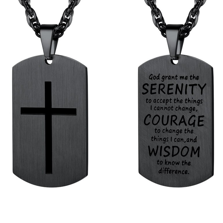 PROSTEEL Stainless Steel Cross Jewelry, Mens Womens Jewelry, Dog Tags Pendant, Military Tag with Words, Inspirational Necklace