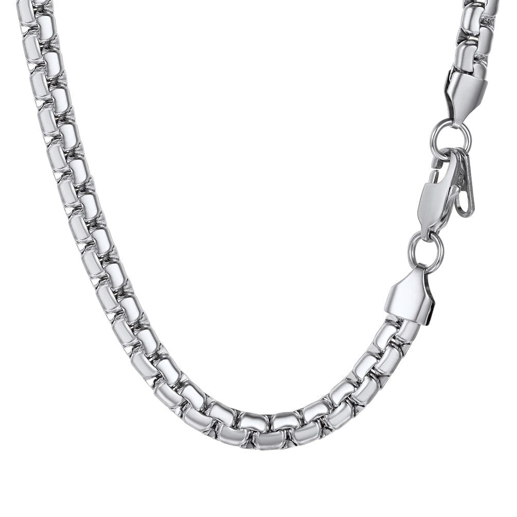 PROSTEEL Flat Box Chain Necklace 6mm Stainless Steel Necklaces For