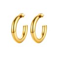 thumbnail image 1 of PROSTEEL Gold Plated Chunky Hoop Earrings For Women Lightweight Open Hoops 30mm Stainless Steel Round Earring Gift for Christmas Anniversary, 1 of 8