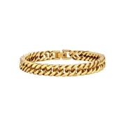 PROSTEEL Gold Plated Cuban Chain Bracelets for Men Stainless Steel 8mm Franco Chain Bracelet for Son Husband Father Day Hand Bracelet Jewelry Birthday Valentine Graduation Gifts 8.3 inch