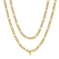 thumbnail image 1 of PROSTEEL Figaro Chain Necklace 6mm 18 Inches 14K Gold Plated Birthday Valentines Day Jewelry Gift for Men Women Adults Age, 1 of 7