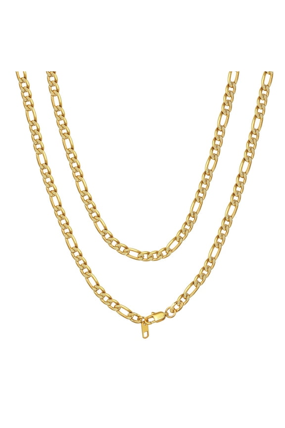 Figaro Chain Necklace 6mm 18 Inches 14K Gold Plated Birthday Valentines Day Jewelry Gift for Men Women Adults Age