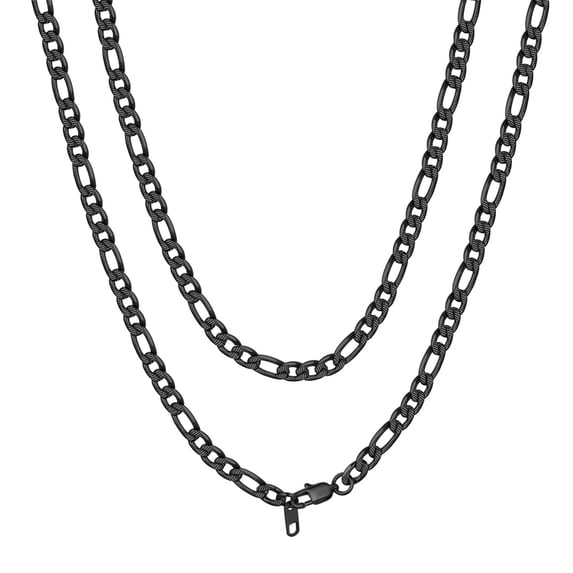 PROSTEEL Black Figaro Chain Necklace 6mm 20 Inches Fashion Stainless Steel Birthday Valentines Day Jewelry Gift for Men Women Adults Age