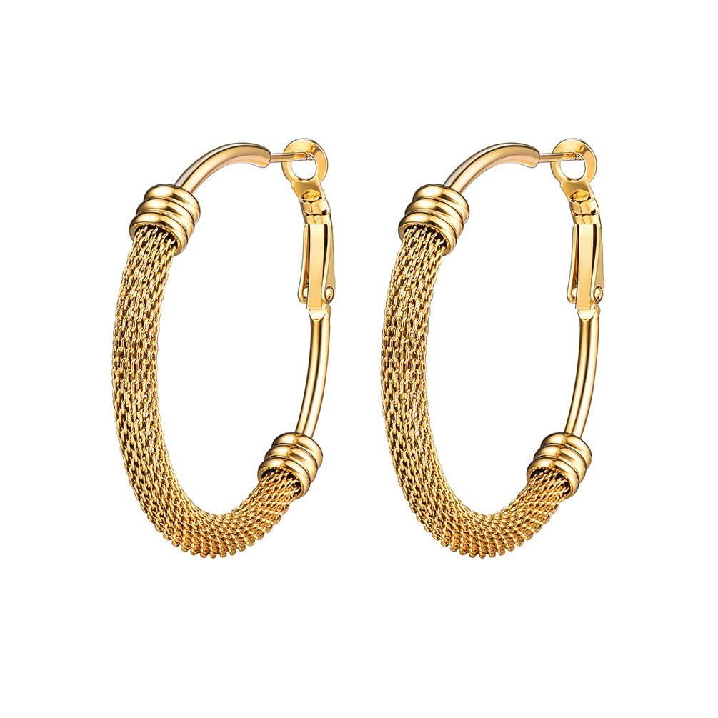 Rhinestone Hoops Earrings LV ( More Colors) Gold