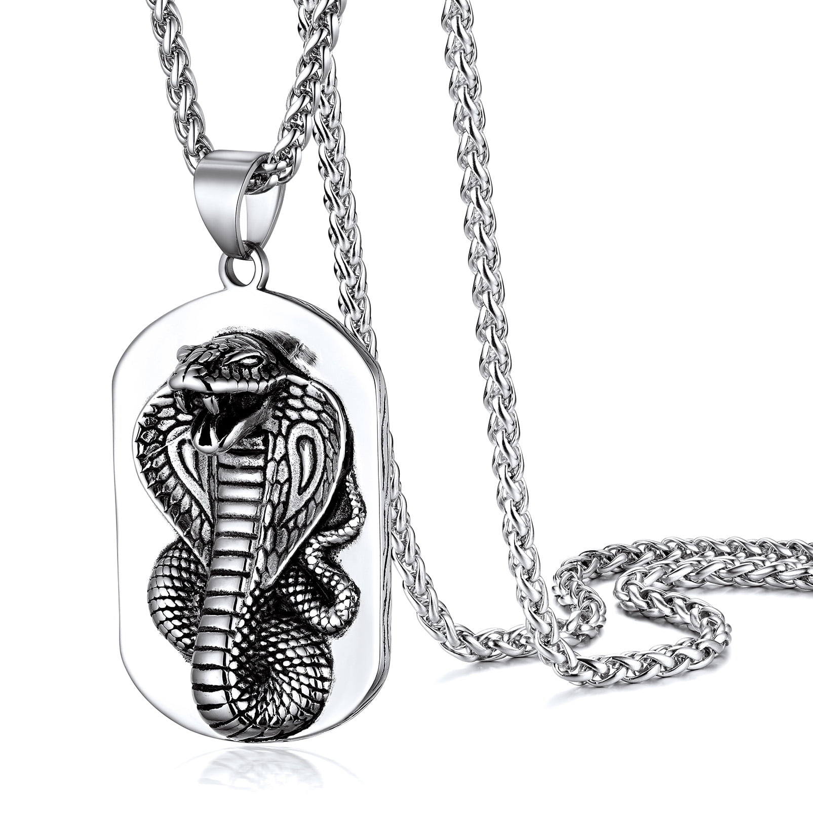 Snake Pattern 5mm Silver Color Stainless Steel Men Plain Necklace(EGN148) –  EGLOW