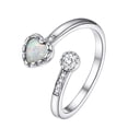 thumbnail image 1 of PROSTEEL Heart Opal Ring Adjustable Sterling Silver Open Rings for Women Birthday Mother's Day Jewelry Gift for Mom Wife Daughter, 1 of 8