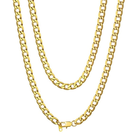 PROSTEEL Hip Pop Mens Gold Plated Necklaces Cuban Chain, Stainless Steel 10MM Wide Necklace Birthday Gift for Son Husband 28 inches