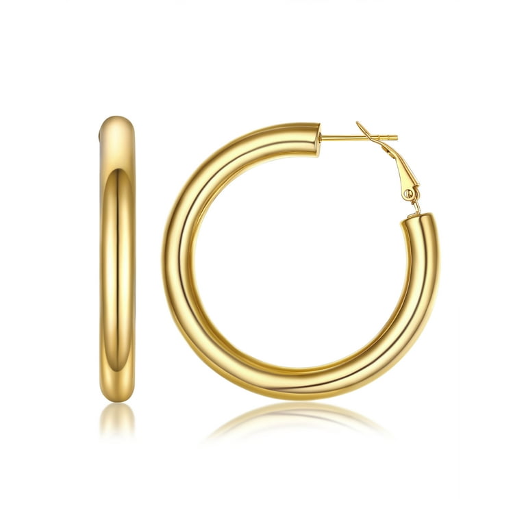 Hoop Earrings 3mm x 40mm 14k Yellow Gold-plated Sterling Silver Hoop Earrings 3mm x 40mm 14k Yellow Gold-plated Sterling Silver