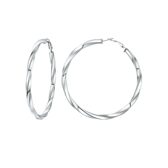 PROSTEEL Hoop Earrings for Women 80mm Chunky Size Twisted Earring Stainless Steel Hypoallergenic Ear Jewelry Christmas Gift