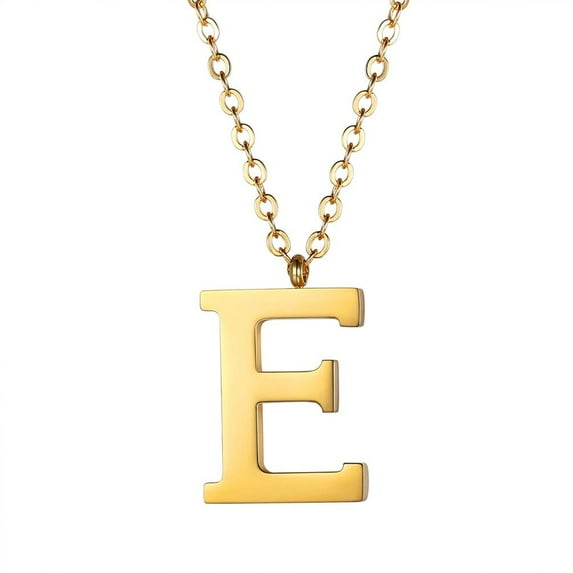 PROSTEEL Initial Pendant E Gold Plated Necklace Alphabet Letter Stainless Steel Necklace for Women Mom Daughter, Personalized Name Charm Jewelry Birthday Gift