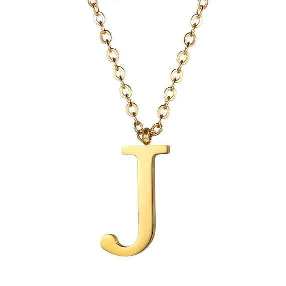 PROSTEEL Initial Pendant J Gold Plated Necklace Alphabet Letter Stainless Steel Necklace for Women Mom Daughter, Personalized Name Charm Jewelry Birthday Gift
