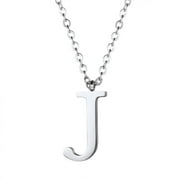 PROSTEEL Initial Pendant J Silver Necklace Alphabet Letter Stainless Steel Necklace for Women Mom Daughter, Personalized Name Charm Jewelry Birthday Gift