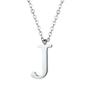 PROSTEEL Initial Pendant J Silver Necklace Alphabet Letter Stainless Steel Necklace for Women Girls, Personalized Name Charm Jewelry Birthday Gift