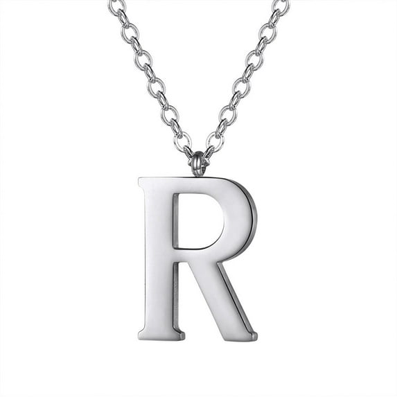 PROSTEEL Initial Pendant R Silver Necklace Alphabet Letter Stainless Steel Necklace for Women Mom Daughter, Personalized Name Charm Jewelry Birthday Gift