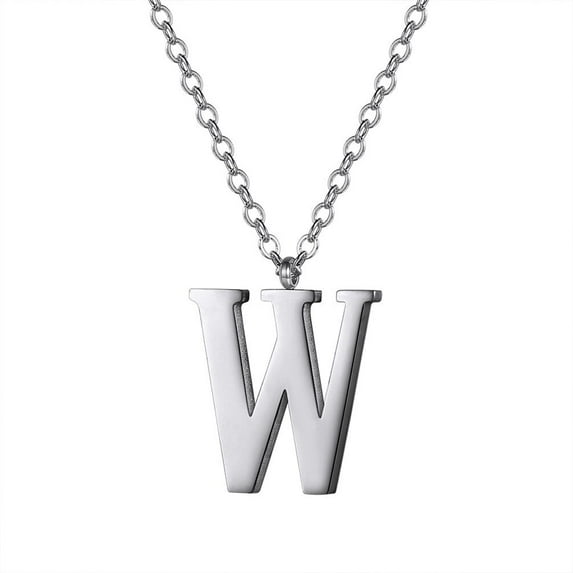 PROSTEEL Initial Pendant W Silver Necklace Alphabet Letter Stainless Steel Necklace for Women Mom Daughter, Personalized Name Charm Jewelry Birthday Gift