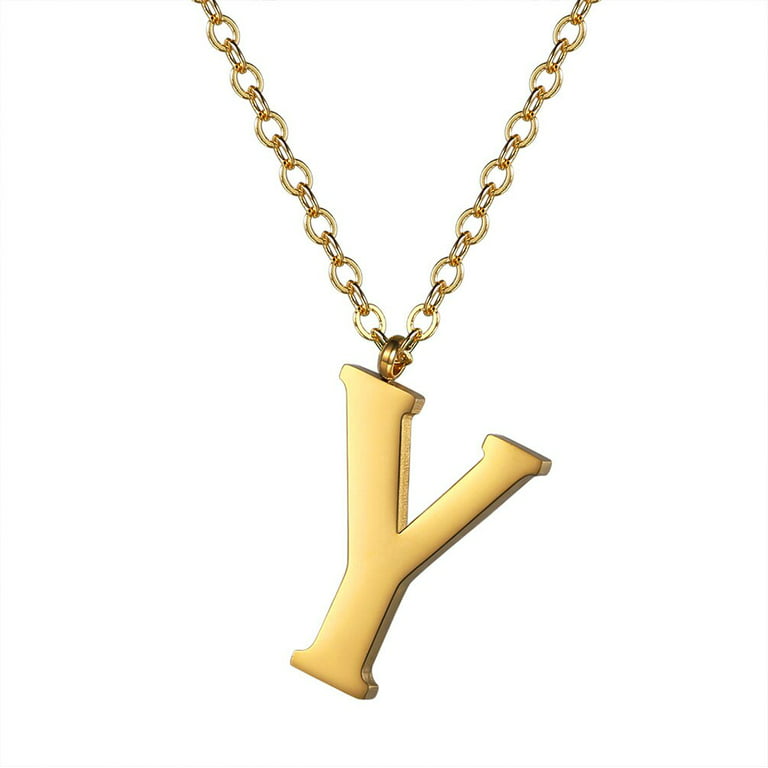 PROSTEEL Initial Pendant Y Gold Necklace Alphabet Letter Stainless Steel  Necklace for Women Girls, Personalized Name Charm Jewelry Birthday Gift 