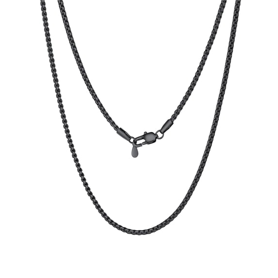 PROSTEEL Mens Chain Stainless Steel Round Link Chain Black Necklaces 2mm Non-tarnish Hypoallergenic Birthday Valentines Father Day Jewelry Gift for Dad Husband 20 Inch