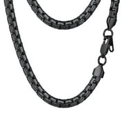 PROSTEEL Mens Chain Stainless Steel Round Link Chain Black Necklaces 6mm Non-tarnish Hypoallergenic Jewelry Gift for Women 22 Inch