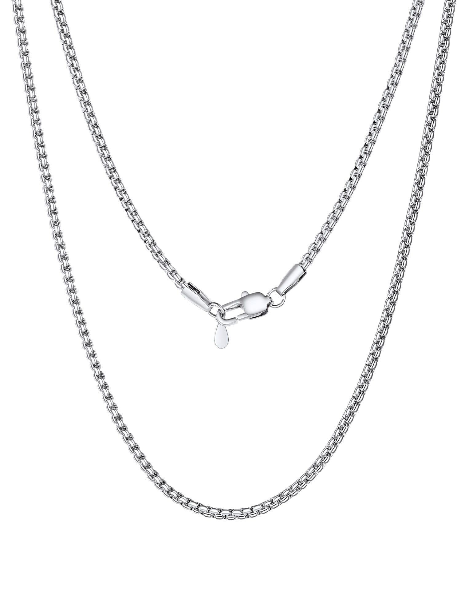 PROSTEEL Mens Chain Stainless Steel Round Link Chain Silver Necklaces 2mm Non-tarnish Hypoallergenic Birthday Valentines Father Day Jewelry Gift for Dad Husband 14 Inch