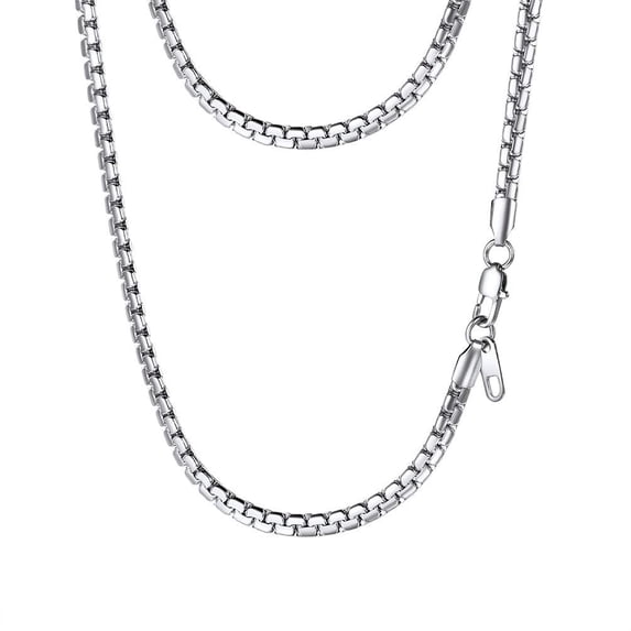 PROSTEEL Mens Chain Stainless Steel Round Link Chain Silver Necklaces 4mm Non-tarnish Hypoallergenic Birthday Valentines Father Day Jewelry Gift for Dad Husband 18 Inch