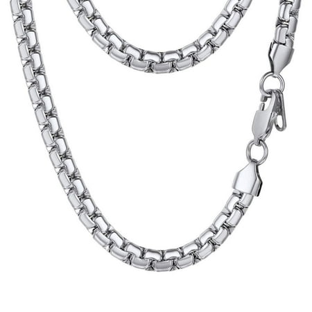 PROSTEEL Mens Chain Stainless Steel Round Link Chain Silver Necklaces 6mm Non-tarnish Hypoallergenic Birthday Valentines Father Day Jewelry Gift for Dad Husband 18 Inch