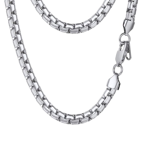 PROSTEEL Mens Chain Stainless Steel Round Link Chain Silver Necklaces 6mm Non-tarnish Hypoallergenic Birthday Valentines Father Day Jewelry Gift for Dad Husband 30 Inch