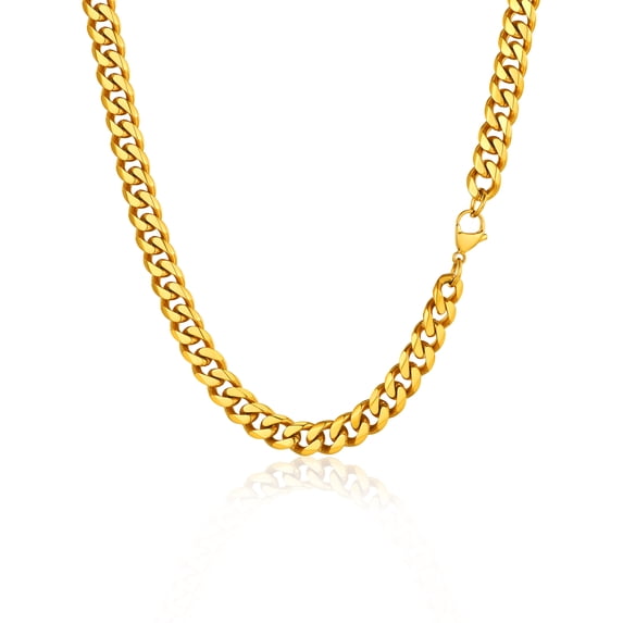 PROSTEEL Mens Necklace 14K Gold Plated Cuban Chain for Men Gift 9mm 22 Inch Stainless Steel Miami Chain Necklace for Boyfriend Husband Birthday Father Day