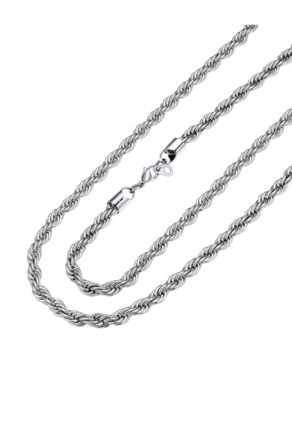 Mens Necklace Rope Chain for Men Gift 6mm 18 Inch Stainless Steel Twist Chain Necklace for Boyfriend Husband Birthday Father Day