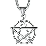 PROSTEEL Pentagram Pendant Star of David for Men Women Amulet Necklace Stainless Steel Silver Five-Star Necklace for Boy Birthday Christmas Gift