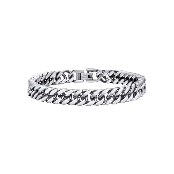 PROSTEEL Silver Cuban Link Chain Bracelets Men Stainless Steel 8mm Franco Chain Bracelet for Son Husband Father Day Hand Bracelet Jewelry Birthday Valentine Graduation Gifts 9 inch