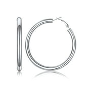 PROSTEEL Silver Hoop Earring for Women Chunky Earrings Stainless Steel Round Earrings for Party Jewelry Gift for Mother Wife, 60mm