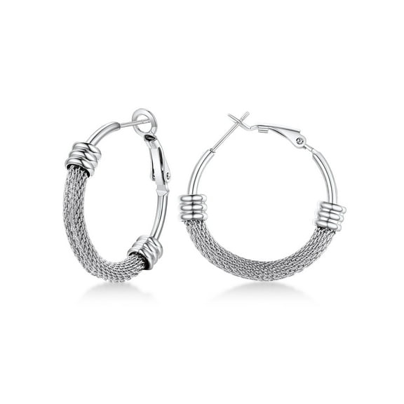 PROSTEEL Stainless Steel Hoop Earrings for Women Hypoallergenic Silver Hoops 30MM Christmas Birthday Valentine Day Jewelry Gifts for Mom daughter Adults Age