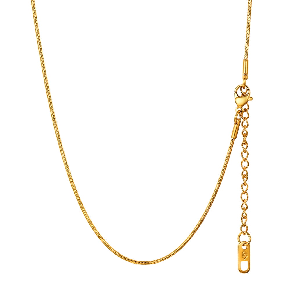 PROSTEEL Snake Chain Necklace for Women Italian Chain 14K Gold Plated Hypoallergenic Dainty Jewelry 1.2MM Thin for Pendants 16 Inch Birthday Valentines Day Gifts Adult Age