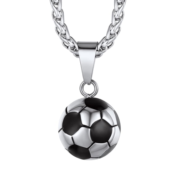 PROSTEEL Soccer Ball Necklace for Son Father Silver Pendant Necklace Sport Fan Player Men Jewelry Stainless Steel Collection Gift