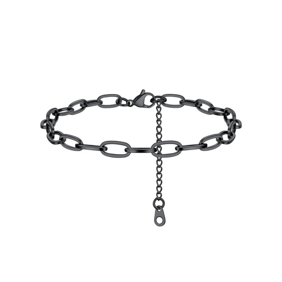 PROSTEEL Stainless Steel Anklet for Women Black Paperclip Charm Bracelet Jewelry Birthday Christmas Gift 8.5 Inch Chain