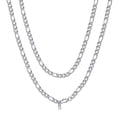 thumbnail image 1 of PROSTEEL Stainless Steel Figaro Chain Necklace 6mm 22 Inches Silver Birthday Valentines Day Jewelry Gift for Men Women Adults Age, 1 of 7