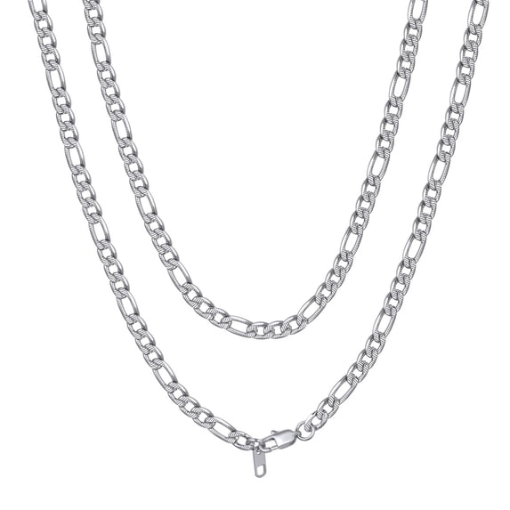 PROSTEEL Stainless Steel Figaro Chain Necklace 6mm 30 Inches Silver Birthday Valentines Day Jewelry Gift for Men Women Adults Age
