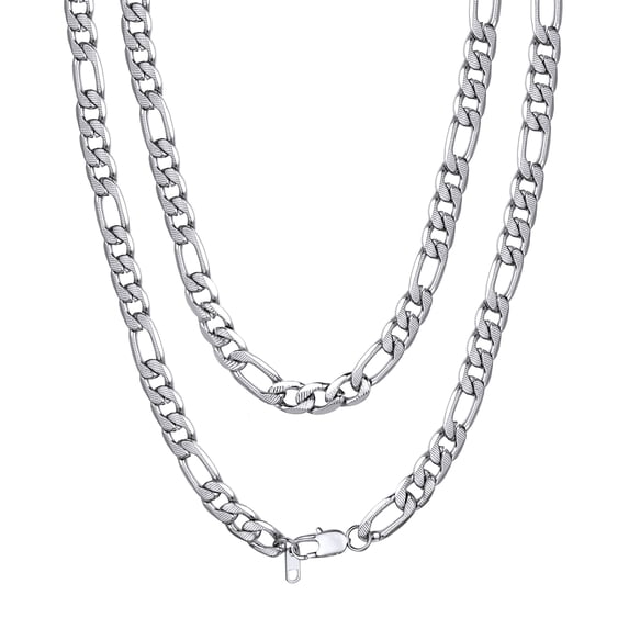 PROSTEEL Stainless Steel Figaro Chain Necklace 9mm 26 Inches Silver Birthday Valentines Day Jewelry Gift for Men Women Adults Age