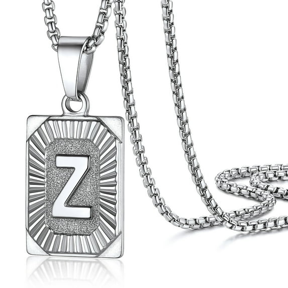PROSTEEL Stainless Steel Initial Pendant Necklace for Men Women, Letter Z Personalized Love Name Silver Necklace Chain Birthday Christmas Gift for Son