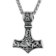 PROSTEEL Thors Hammer Celtic Necklace Men's Chain Pendant Jewelry Stainless Steel Vintage Viking Nordic Mjolnir Gift for Boy Silver